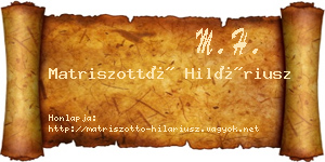Matriszottó Hiláriusz névjegykártya